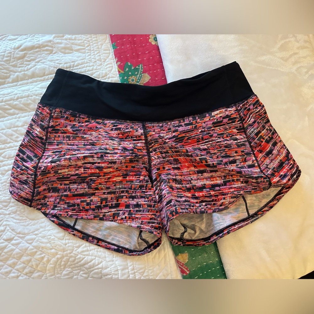 Pink and Orange Lululemon Speed Up Shorts